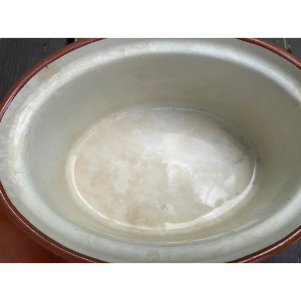 Vintage Guernsey Cooking Ware Terracotta Casserole Dish Silver Plated Carrier